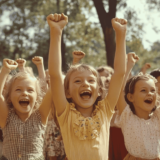 Iconic kids cheering children AI Voice